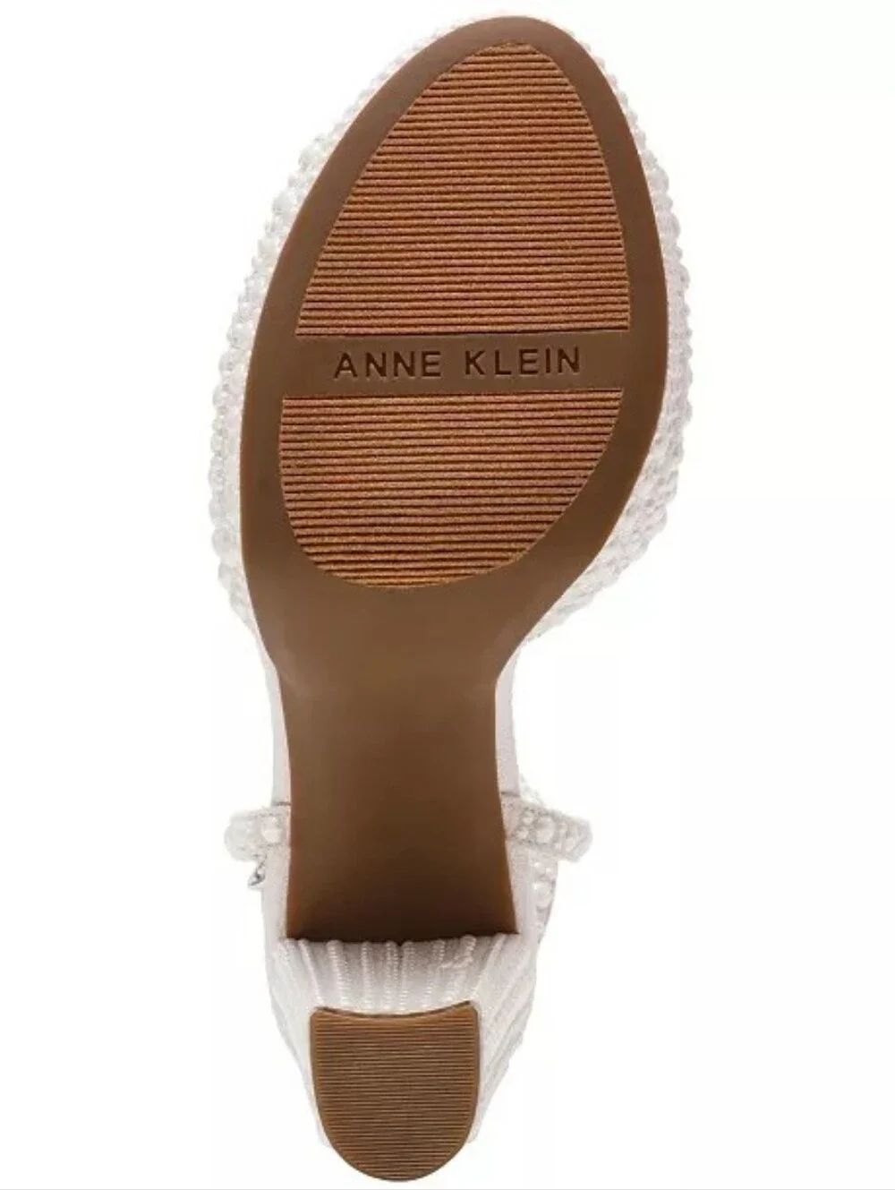 Anne Klein Vanna-P Pearl Embellished Platform Block Heel Sandals Size 9 New